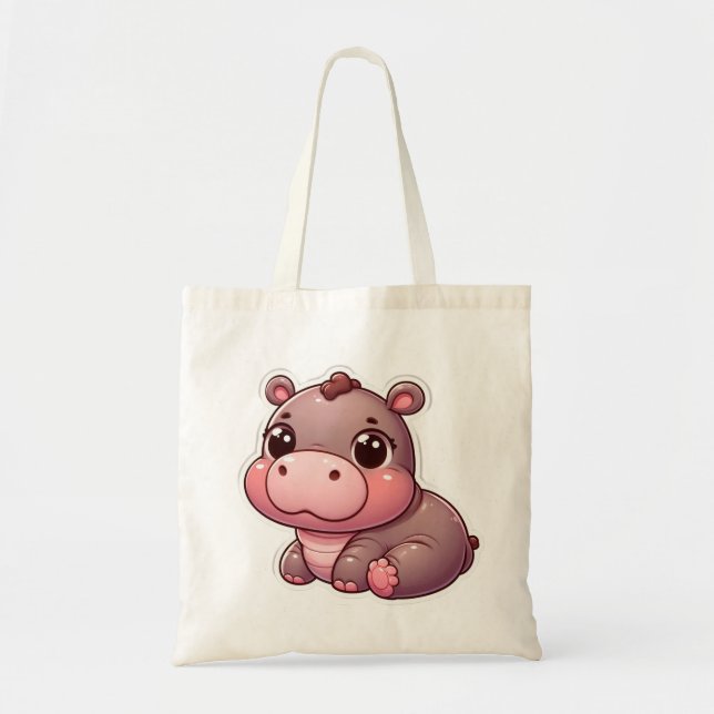 Bolsa Tote Cute Moo Deng Baby Hippo (Frente)
