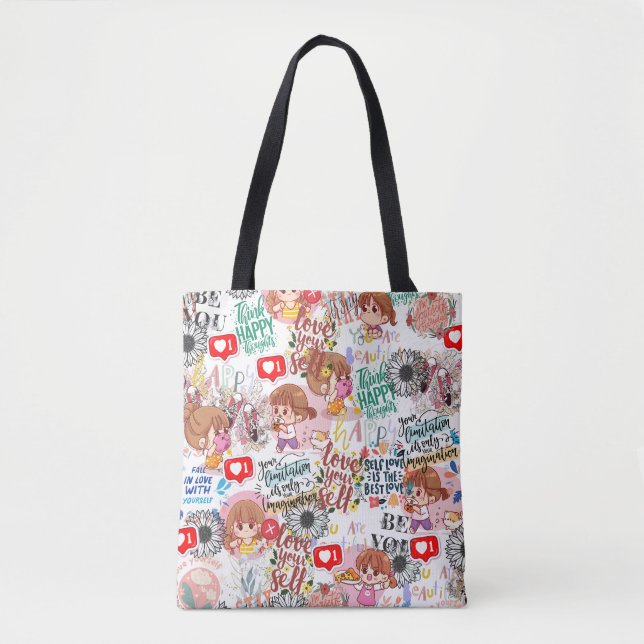 Bolsa Tote Cute Motivational – Positive Quote Kawaii  (Frente)