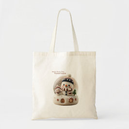 Bolsa Tote Cute Needle Felted Snowman Snow