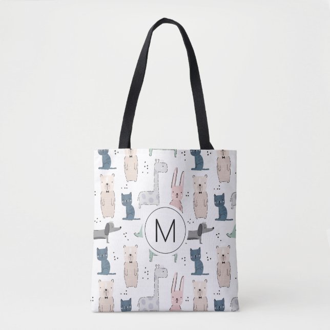 Bolsa Tote Cute Pastel Baby Animal Pattern (Frente)