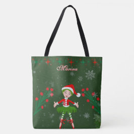 Bolsa Tote Cute Personalized Christmas Elf Girl Ballet