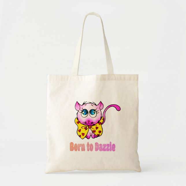 Bolsa Tote Cute Pink Kitty - Born to Dazzle Art (Frente)