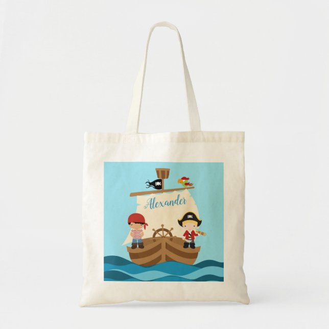 Bolsa Tote Cute Pirate Boys E Um Grande Nome Personalizado De (Frente)