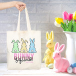 Bolsa Tote Cute Plaid Bunny Squad Rabbit Personalized<br><div class="desc">Cute Plaid Bunny Squad Rabbit Personalized Tote Bags features three cute plaid bunny rabbits with the text "Bunny Squad" in modern pink and leopard print typography with your personalized name below in pink. Personalize by editing the text in the text box provided. Perfect for Easter, birthday and more. Designed by...</div>