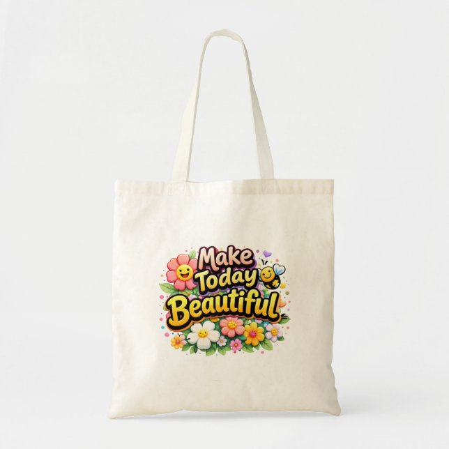 Bolsa Tote Cute Positive Quote Aesthetic Canvas Bag,  (Frente)