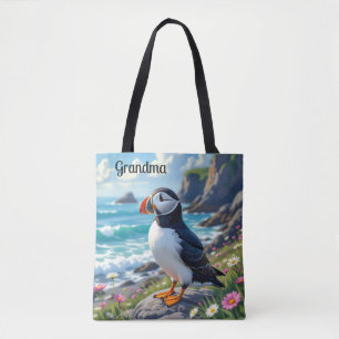 Bolsa Tote Cute Puffin na Costa Personalizado