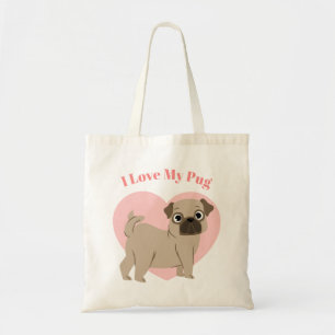 Bolsa Tote Cute Pug "I Love My Pug"