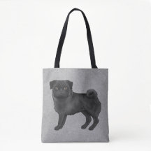 Cute Pug Mops Cartoon Dog Breed Cor Preta Cinza