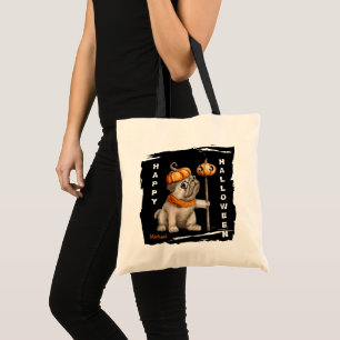 Bolsa Tote Cute Pug Puppy Kids Halloween Trick ou Tratar