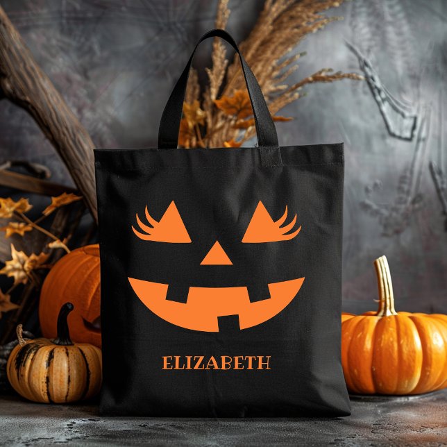 Bolsa Tote Cute Pumpkin Smile Halloween (Criador carregado)