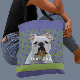 Bolsa Tote Cute Purple Modern Photo Gift for Puppy Dog Mom