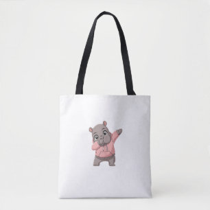 Bolsa Tote Cute Pygmy Hippo Kids Meninas Dabbing Moo Deng