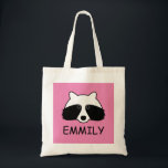 Bolsa Tote Cute raccoon tote bag personalized for kids<br><div class="desc">Cute raccoon tote bag for kid's school books,  sports and more. Custom Birthday or Christmas gift idea for boys and girls. Funny forest animal design with customizable color background. Personalized back to school supplies for children. Fun for kindergarten,  grammar school,  elementary school etc.</div>