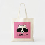 Bolsa Tote Cute raccoon tote bag personalized for kids<br><div class="desc">Cute raccoon tote bag for kid's school books,  sports and more. Custom Birthday or Christmas gift idea for boys and girls. Funny forest animal design with customizable color background. Personalized back to school supplies for children. Fun for kindergarten,  grammar school,  elementary school etc.</div>