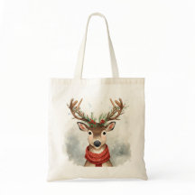 Cute Reindeer Christmas Budget Tote Bag