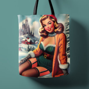 Bolsa Tote Cute Retro Inverno Pin-up