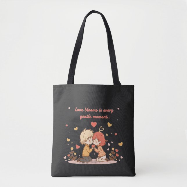 Bolsa Tote Cute Romantic Anime Couple - Love Moment (Frente)