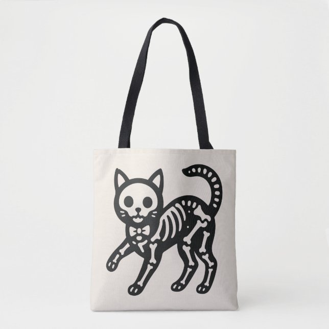 Bolsa Tote Cute Skeleton Cat (Frente)