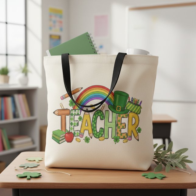 Bolsa Tote Cute St. Patrick’s Day Gift Lucky to Teach Teacher (Criador carregado)