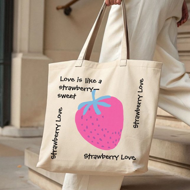 Bolsa Tote Cute Strawberry Love – Valentine’s Day Tote Bag (Criador carregado)