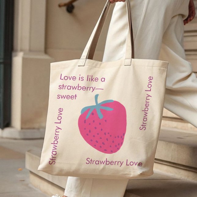Bolsa Tote Cute Strawberry Love – Valentine’s Day Tote Bag (Criador carregado)