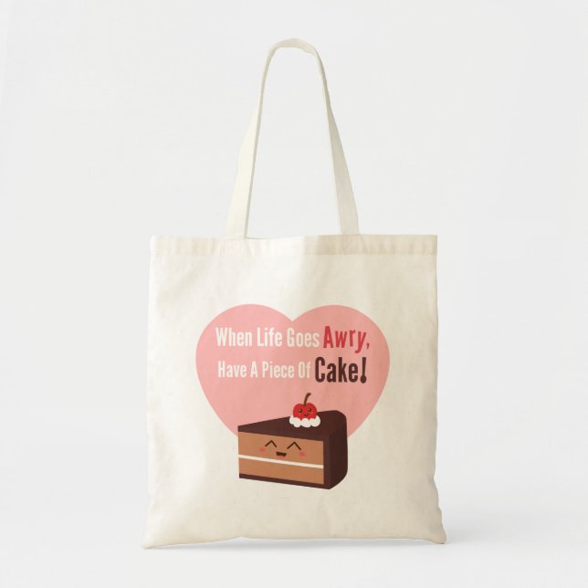 Bolsa Tote Cute Tem Um Pedaço De Bolinho De Chocolate Engraça (Frente)