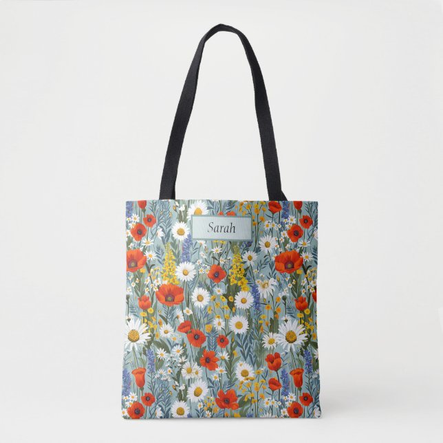 Bolsa Tote Cute Template Chic Flowers Boho Personalized (Frente)