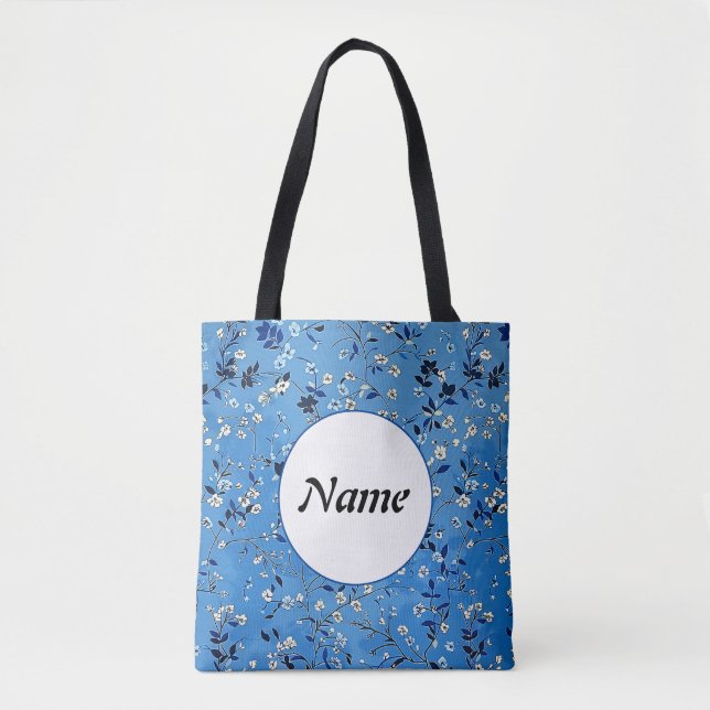 Bolsa Tote Cute Tendências Meninas Desenho Flores Nome (Frente)