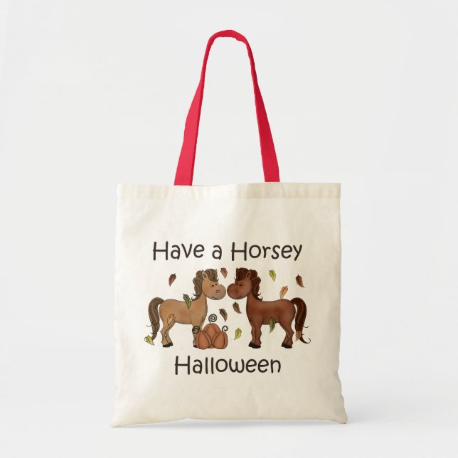 Bolsa Tote Cute Tenha um Cavalo Horsey Halloween (Frente)