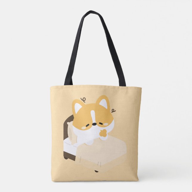 Bolsa Tote Cute Tired Corgi (Verso)