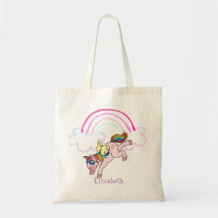 Bolsa Tote Cute  Unicórnio Mágico, Arco-íris