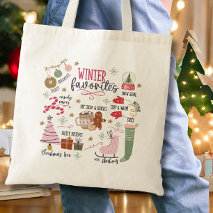 Bolsa Tote Cute Watercolor Doddle Coisas Favoritas de Inverno