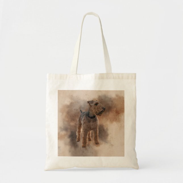 Bolsa Tote Cute Welsh Terrier Foto em Segundo Plano Mottled (Frente)