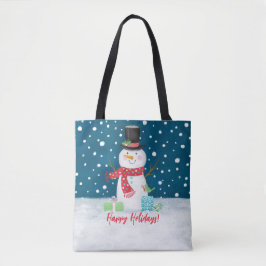 Bolsa Tote Cute Whimsical Christmas Snowman