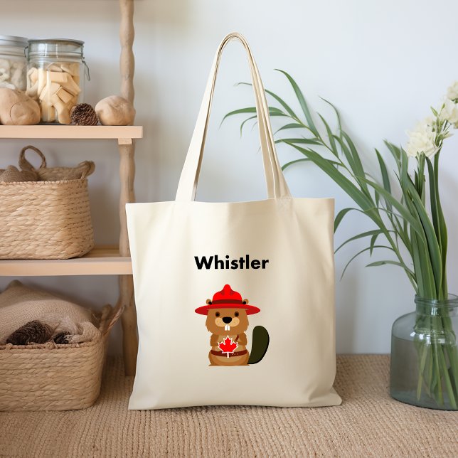 Bolsa Tote Cute Whistler Canada Beaver com Folha de Mapeament (Criador carregado)