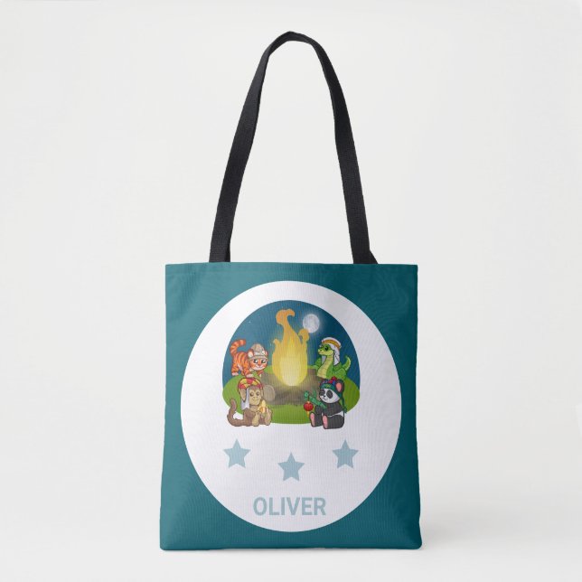 Bolsa Tote Cute Wild Animals Night Jungle Camping Party  (Frente)