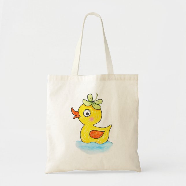 Bolsa Tote Cute Yellow Baby Rubber Duck with Clover Hat funny (Frente)