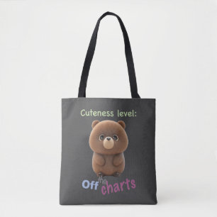 Bolsa Tote Cuteness Bear Cuteness Level Bonito Engraçado