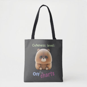 Bolsa Tote Cuteness Bear Cuteness Level Bonito Engraçado