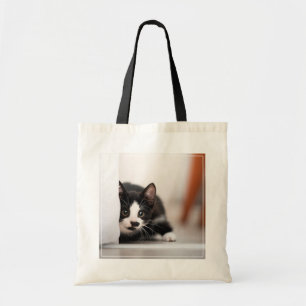 Bolsa Tote Cutest Baby Animals Black & White Kitten
