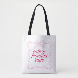 Bolsa Tote Cutesy Feminine Rage Design Estético Rosa Suave