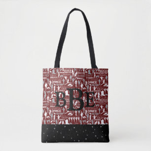 Bolsa Tote Cy-Fair HS Bobcats Maroon, cinzas e brancas