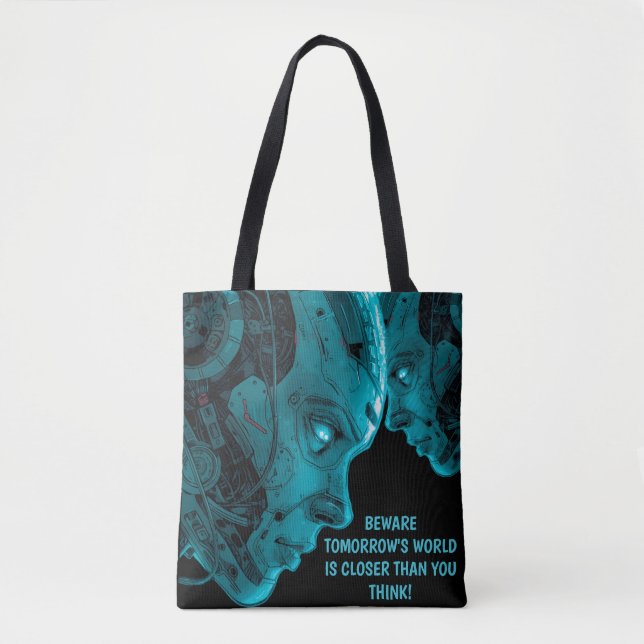 BOLSA TOTE CYBORG ROBOTIC HEAD (Frente)
