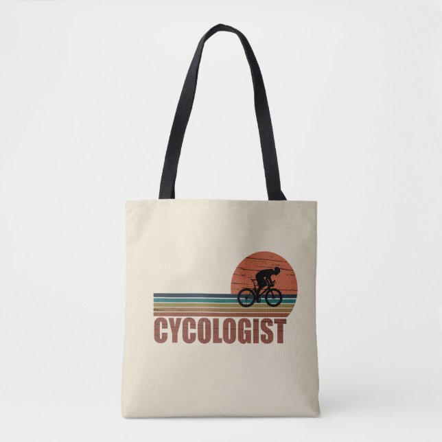 Bolsa Tote Cycologist tem um ciclismo engraçado dizendo (Frente)