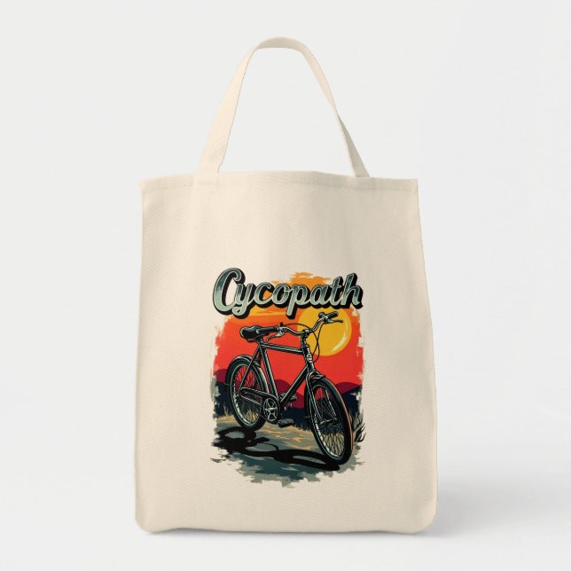 Bolsa Tote Cycopath: Sunset Bike Design (Frente)