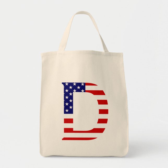 Bolsa Tote D Monograma sobreposto ao gtcnt Flag EUA (Frente)