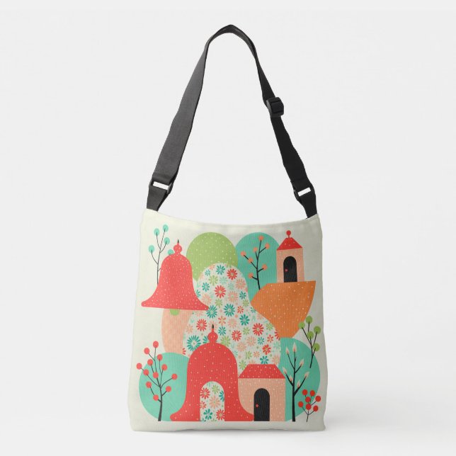 Bolsa Tote da Aldeia Floral Caprichosa (Frente)
