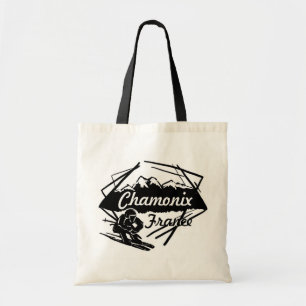 Bolsa Tote Da arte preta do logotipo do esqui de Chamonix