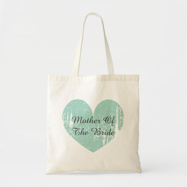 Bolsa tote da mãe da noiva com coração turquesa (Frente)