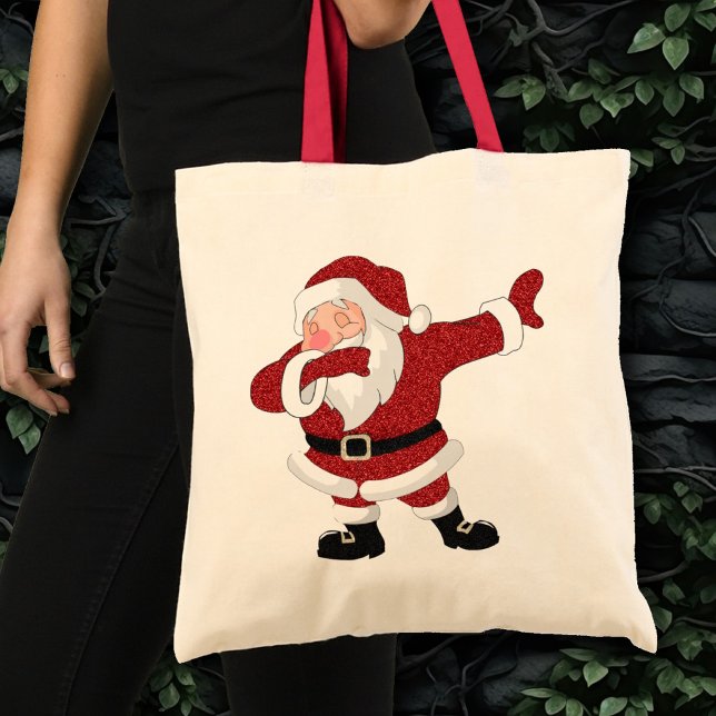 Bolsa Tote Dabbing Red Santa Claus | Feriado divertido Humor  (Criador carregado)